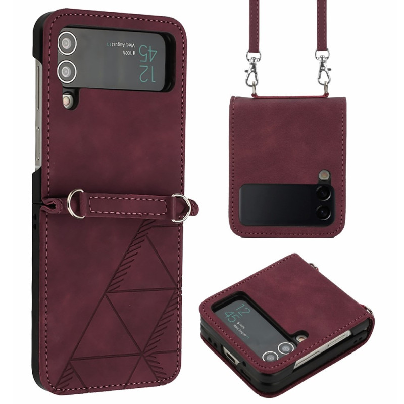 Capa Samsung Galaxy Z Flip 4 Triângulos com Cordão de Ombro