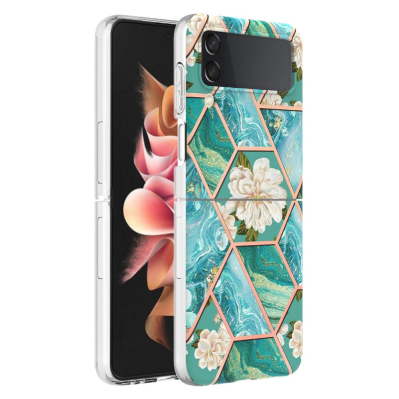 Samsung Galaxy Z Flip 4 Case Marble Floral