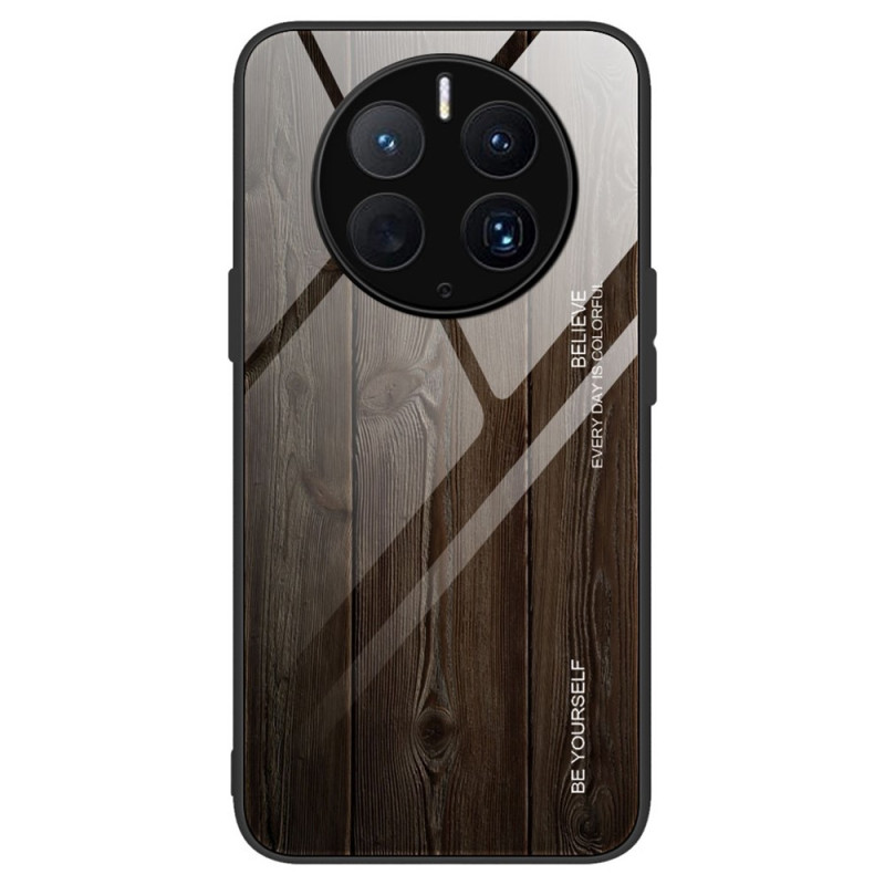 Huawei Mate 50 Pro Cover Design de Vidro Temperado Madeira