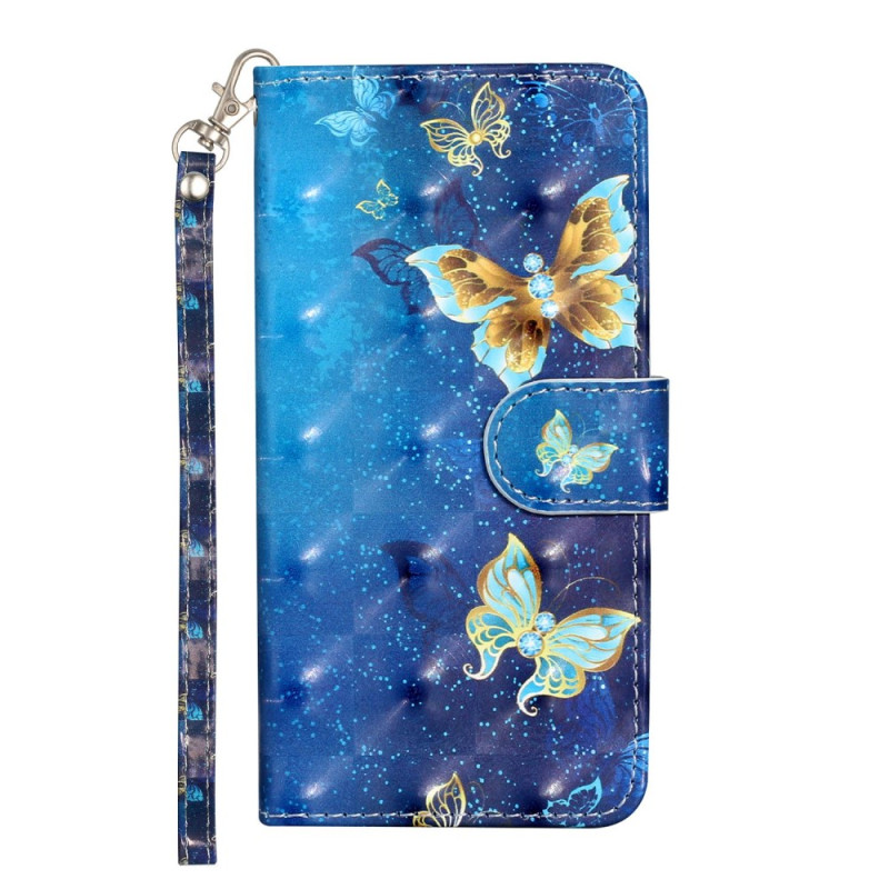 Xiaomi Redmi 10A Blue Background Butterflies Lanyard Case