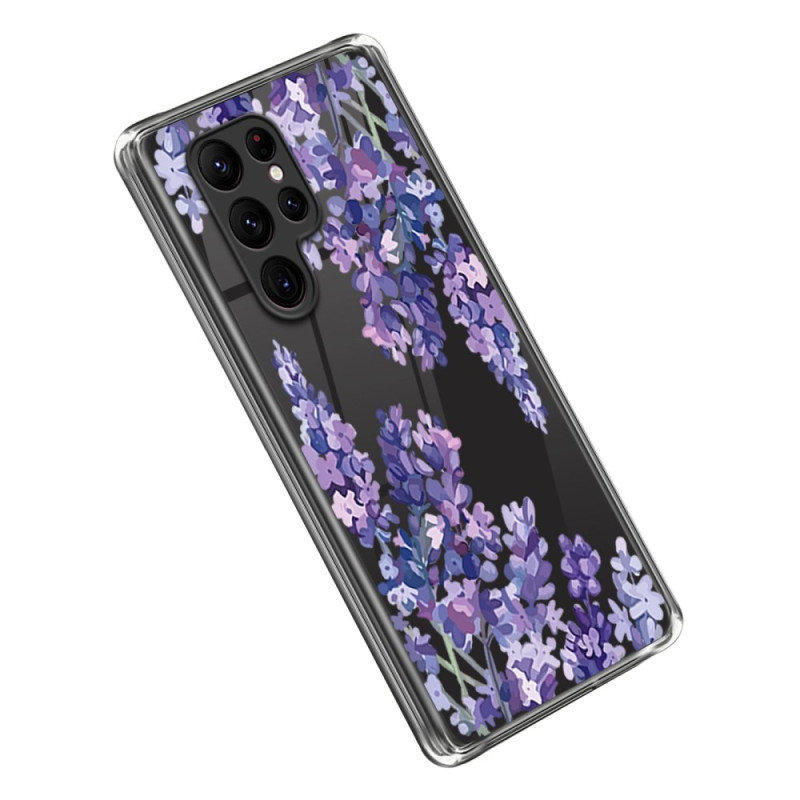 Samsung Galaxy S23 Ultra 5G Clear Case Purple Flowers
