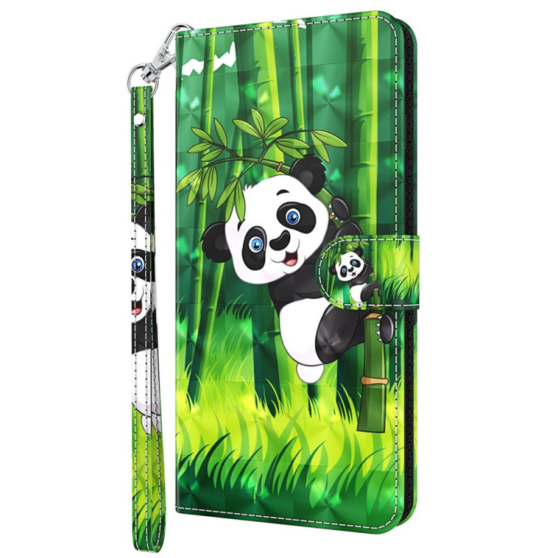 Em frente à A54 5G / A74 5G Capa de Panda e Cordão de Bambu