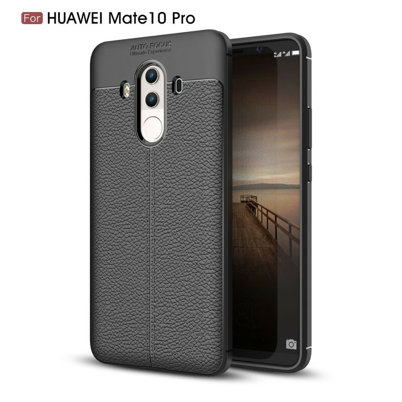 Capa de Couro Huawei Mate 10 Pro Linha Dupla Efeito Lychee