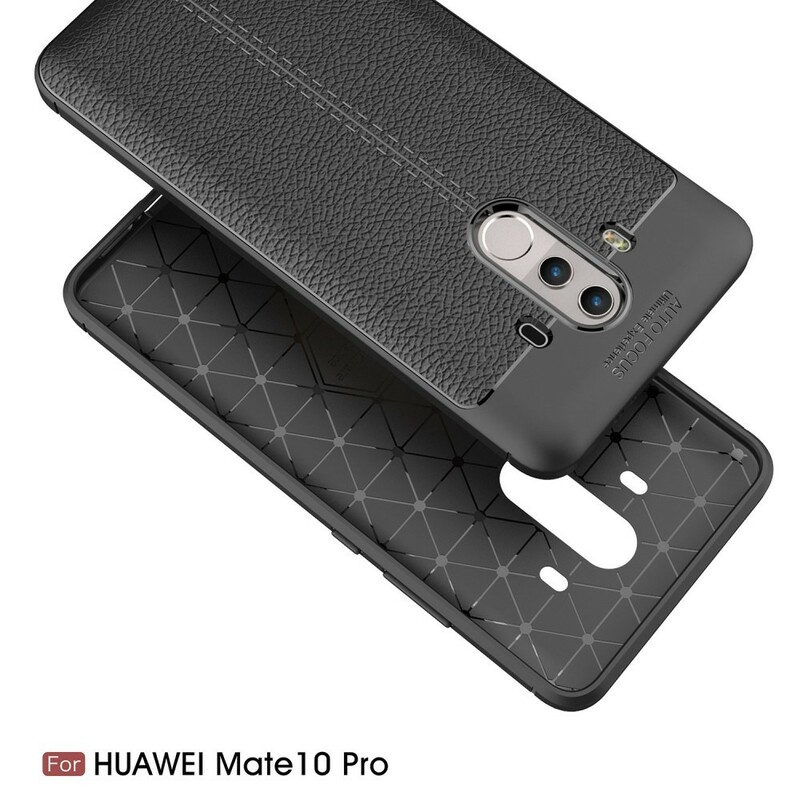 Capa de Couro Huawei Mate 10 Pro Linha Dupla Efeito Lychee