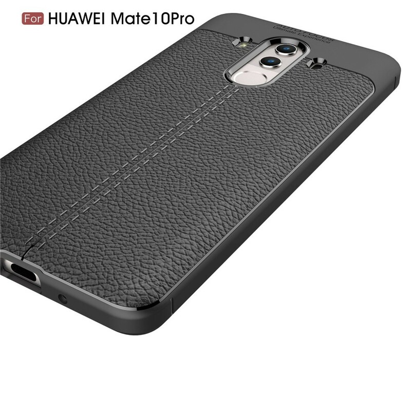 Capa de Couro Huawei Mate 10 Pro Linha Dupla Efeito Lychee