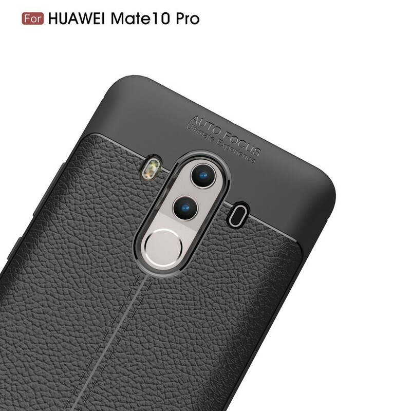 Capa de Couro Huawei Mate 10 Pro Linha Dupla Efeito Lychee