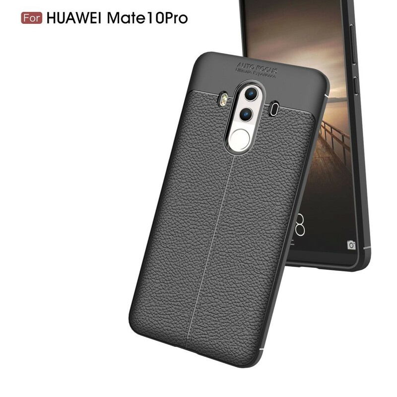 Capa de Couro Huawei Mate 10 Pro Linha Dupla Efeito Lychee