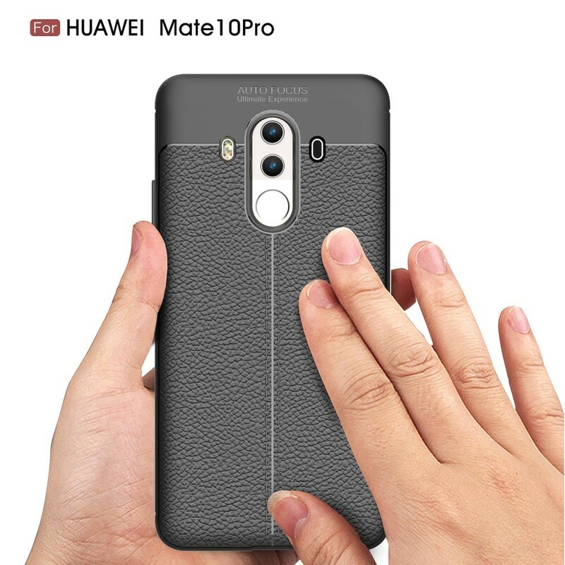 Capa de Couro Huawei Mate 10 Pro Linha Dupla Efeito Lychee