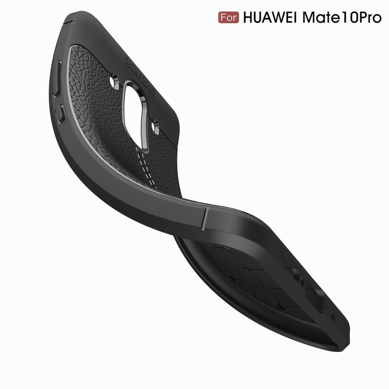 Capa de Couro Huawei Mate 10 Pro Linha Dupla Efeito Lychee