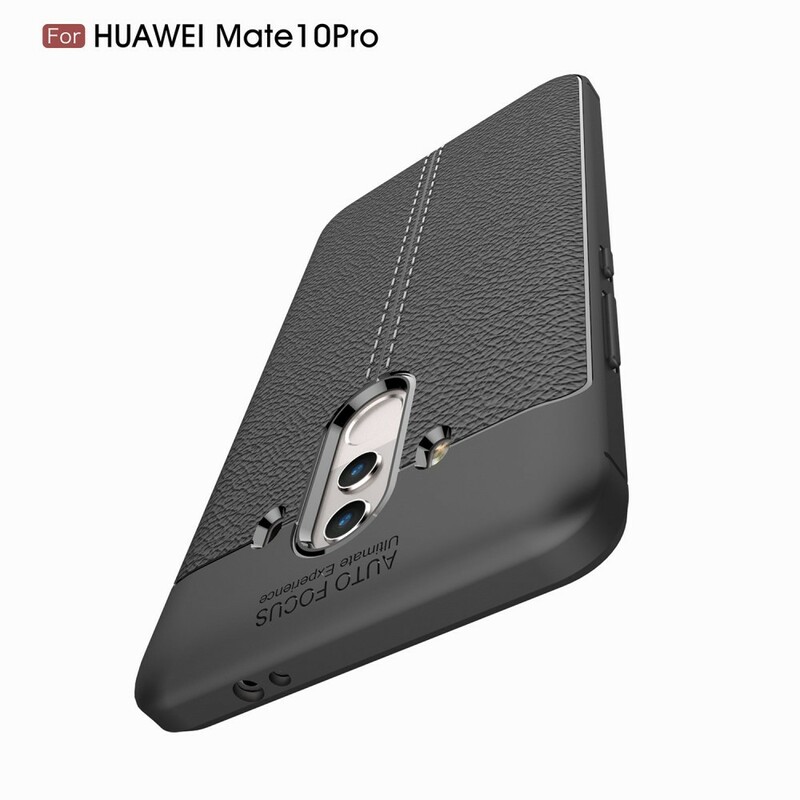 Capa de Couro Huawei Mate 10 Pro Linha Dupla Efeito Lychee