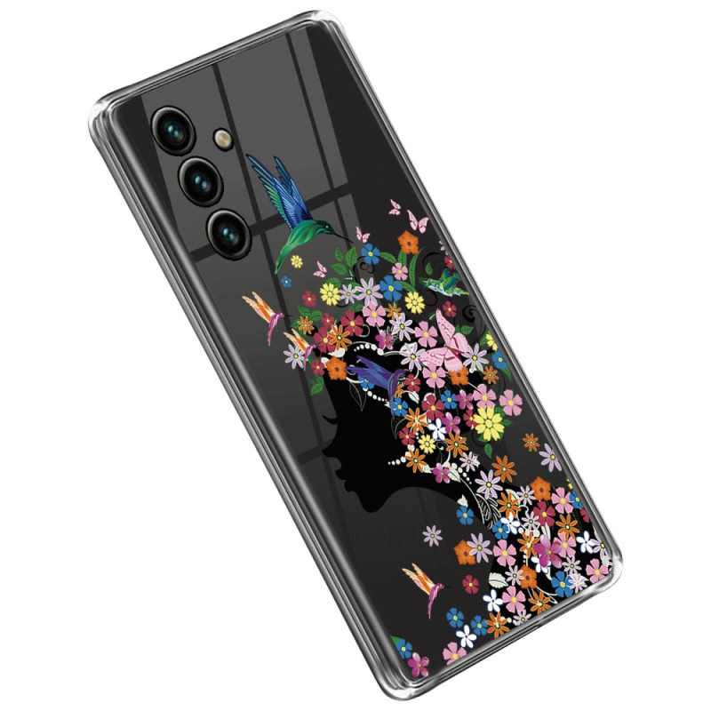 Samsung Galaxy A14 5G / A14 Cabeça da capa transparente florida