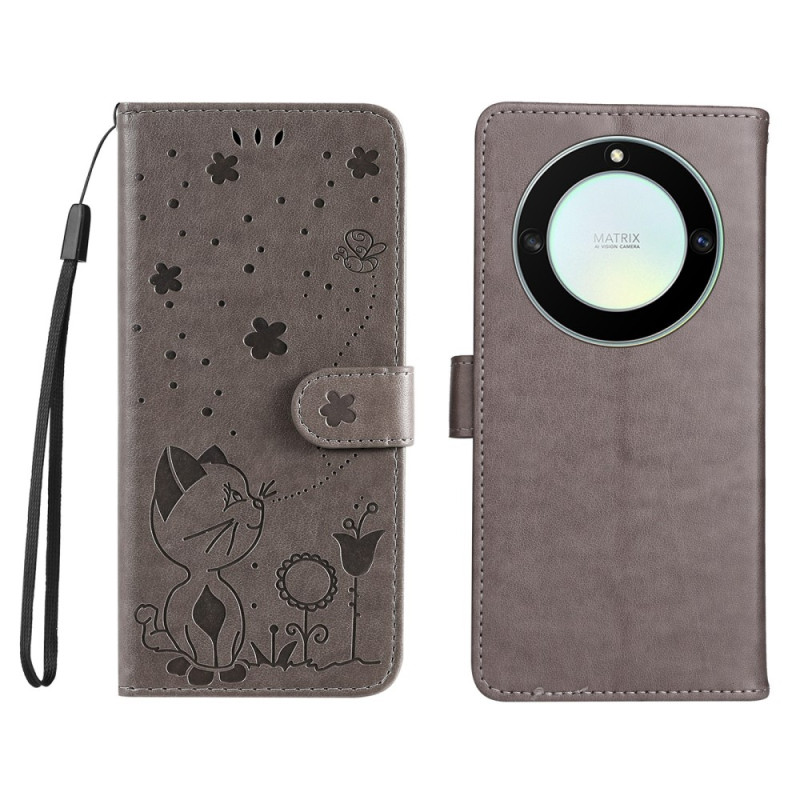 Capa Honor Magic 5 Lite Cat and Bee Lanyard