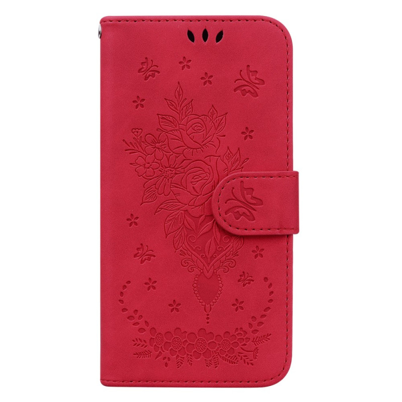 Xiaomi Redmi Note 12 4G Capa de cinta cor-de-rosa e borboleta