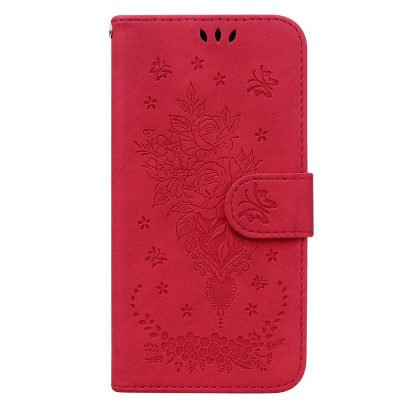 Xiaomi Redmi Note 12/Poco X5 Capa de cinta cor-de-rosa e borboleta