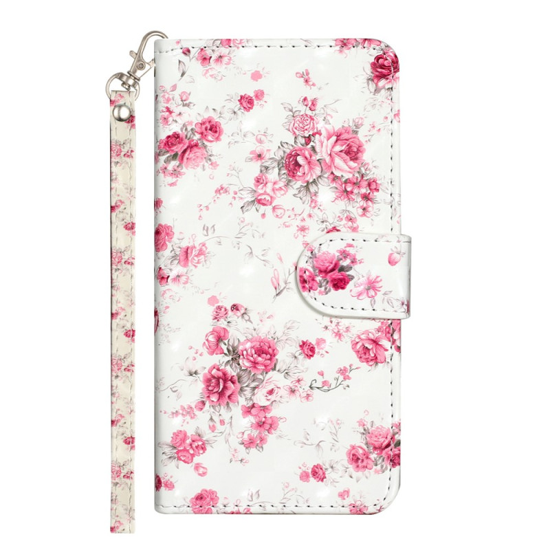 Xiaomi Redmi Note 12 Pro/Poco X5 Pro 5G Capa com alça de flores cor-de-rosa