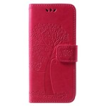 Capa Samsung Galaxy A8 2018 Efeito Couro de Árvore e Corujas