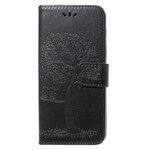 Capa Samsung Galaxy A8 2018 Efeito Couro de Árvore e Corujas