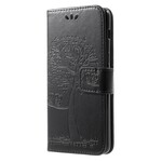 Capa Samsung Galaxy A8 2018 Efeito Couro de Árvore e Corujas