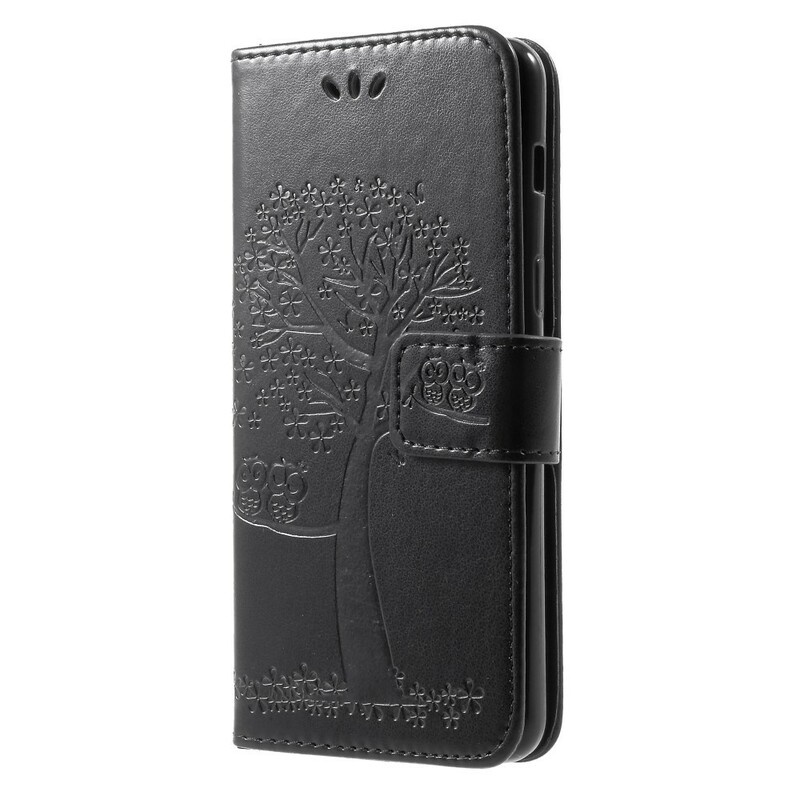 Capa Samsung Galaxy A8 2018 Efeito Couro de Árvore e Corujas