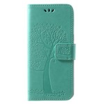 Capa Samsung Galaxy A8 2018 Efeito Couro de Árvore e Corujas