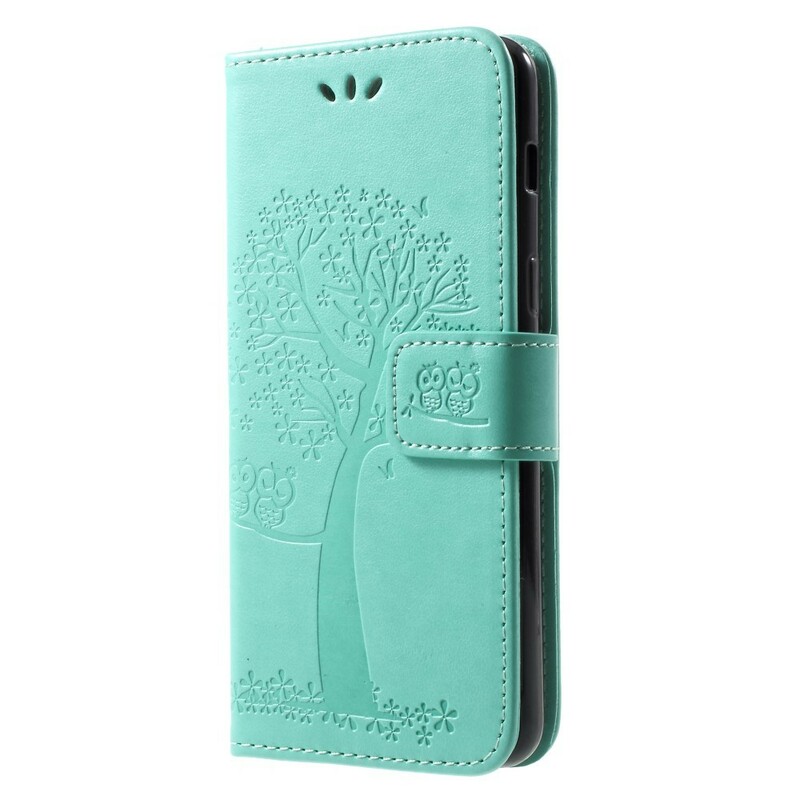 Capa Samsung Galaxy A8 2018 Efeito Couro de Árvore e Corujas