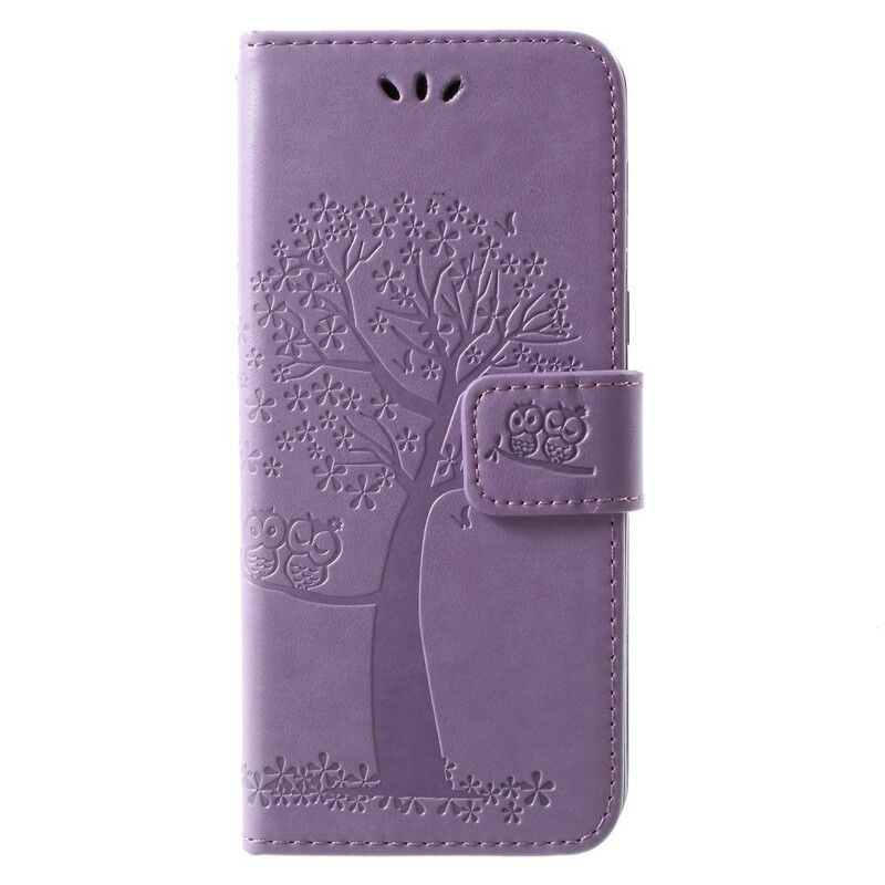 Capa Samsung Galaxy A8 2018 Efeito Couro de Árvore e Corujas