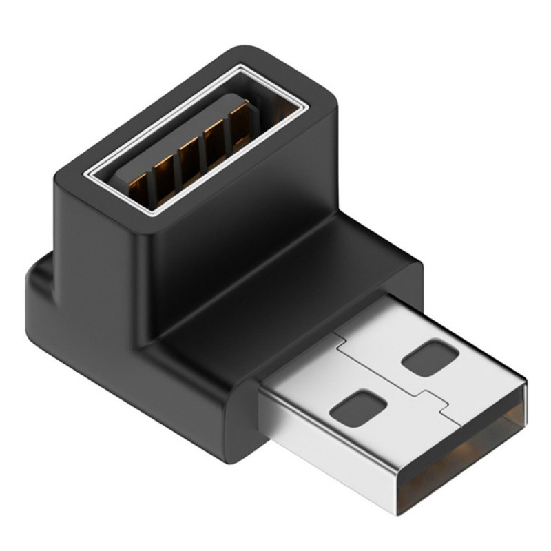 Conector angular USB macho para USB fêmea