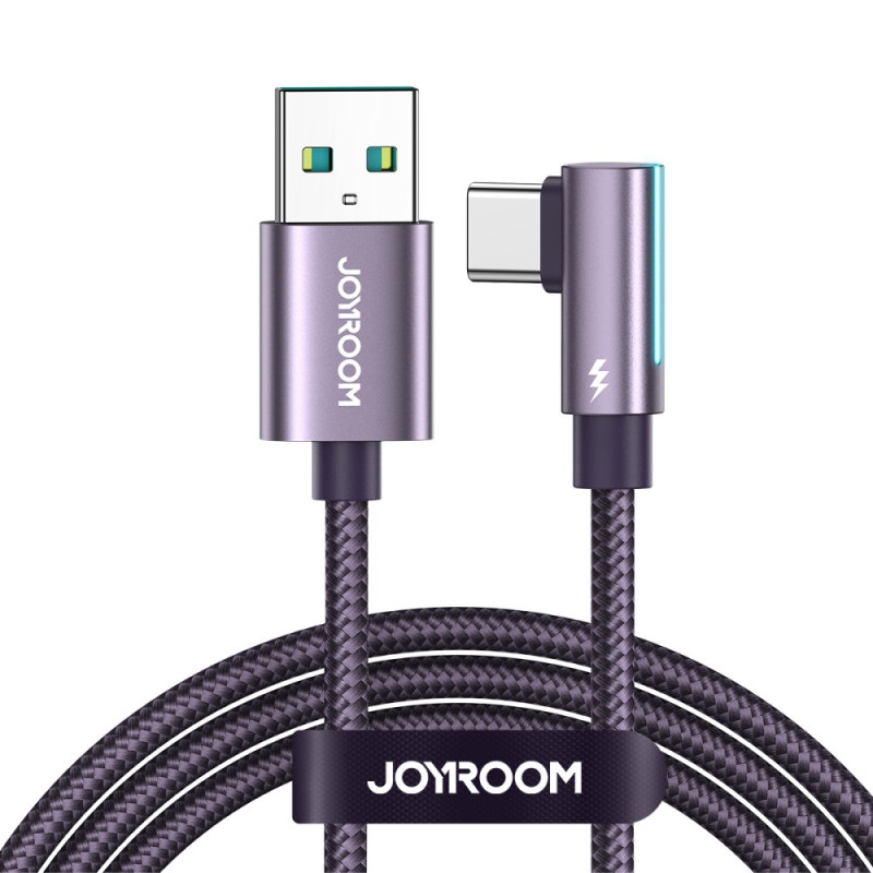 Cabo JOYROOM de 1,2 m com extremidades USB e USB-C em ângulo reto