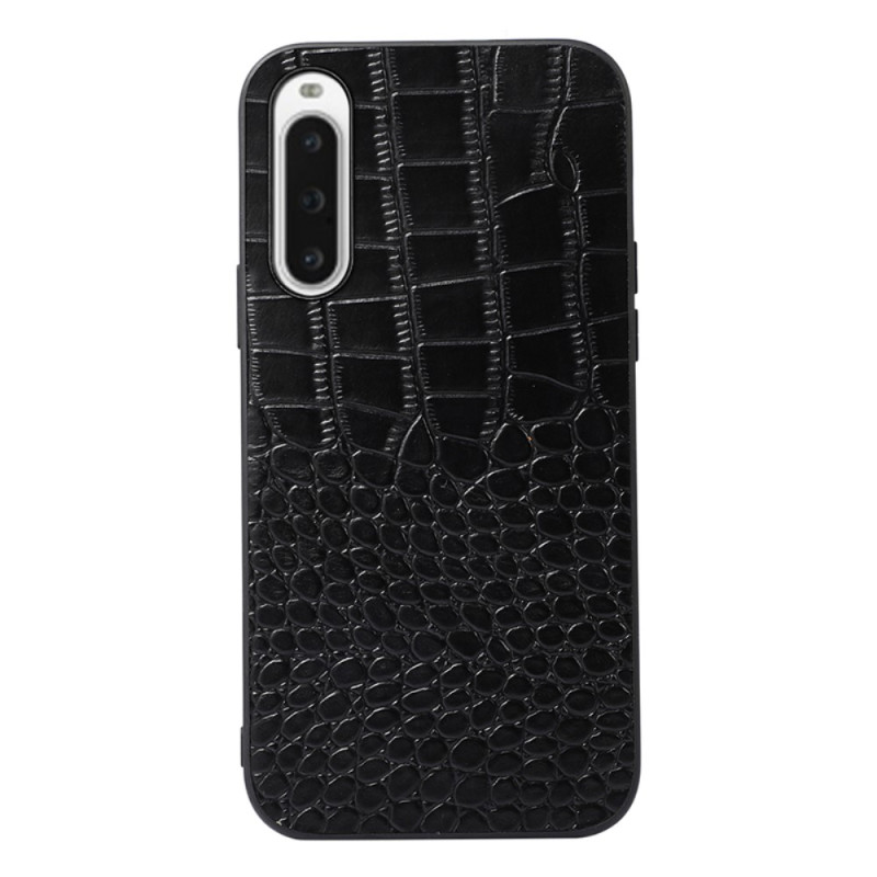 Capa em pele verdadeira para Sony Xperia 10 V com textura de crocodilo