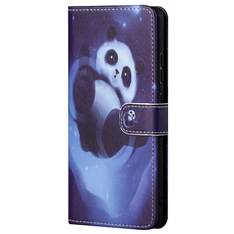 Capa com fita adesiva para Moto G62 5G Panda no Espaço