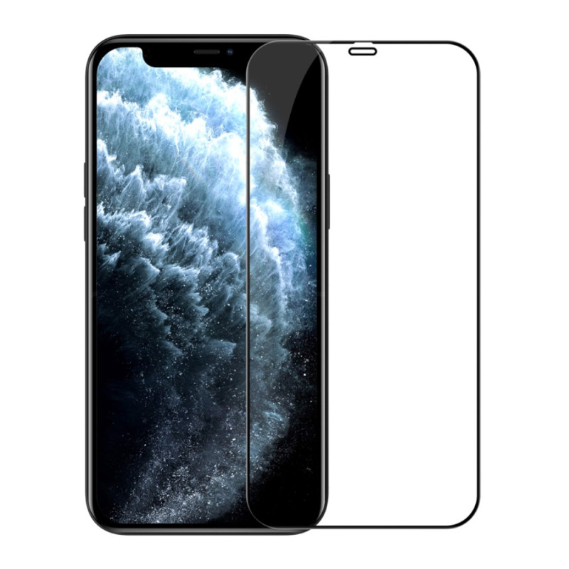 Protetor de ecrã de vidro temperado de contorno preto iPhone 12 Pro / 12