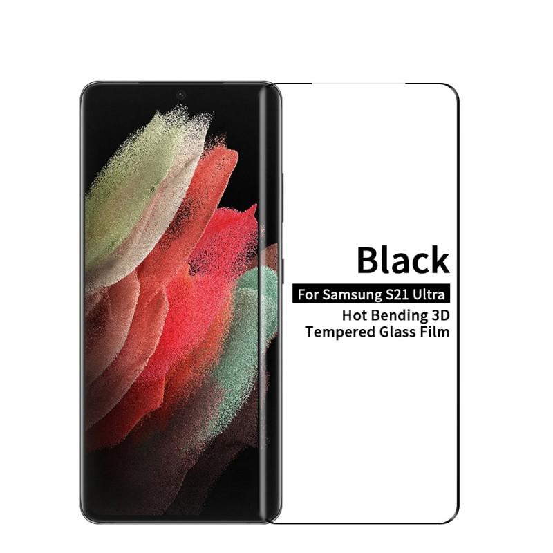 Protetor de ecrã de vidro temperado com contorno preto Samsung Galaxy S21 Ultra
