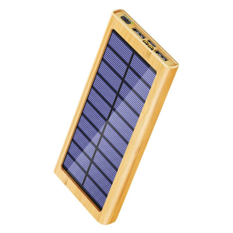 Bateria externa com efeito madeira Carregamento solar 10000mAh