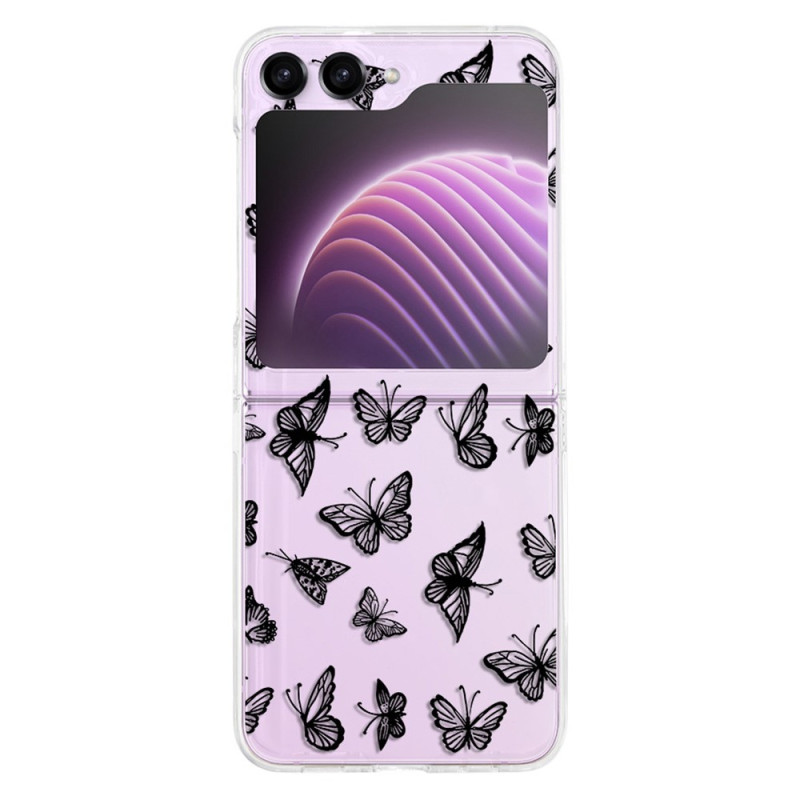 Capa transparente para Samsung Galaxy Z Flip 5 Borboletas pretas ou brancas