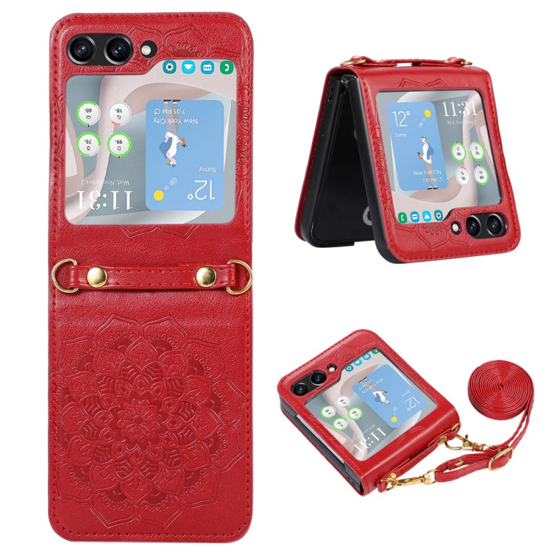 Capa Mandala para Samsung Galaxy Z Flip 5 com alça de ombro