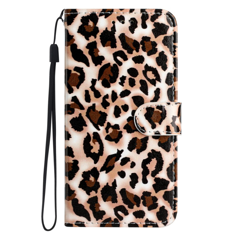 Capa para Moto G22 com impressão de leopardo e correia