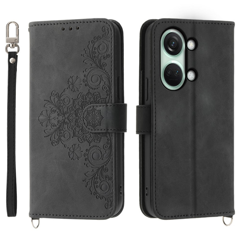 Capa de flores em renda OnePlus Nord 3 5G com cordão e alça de ombro