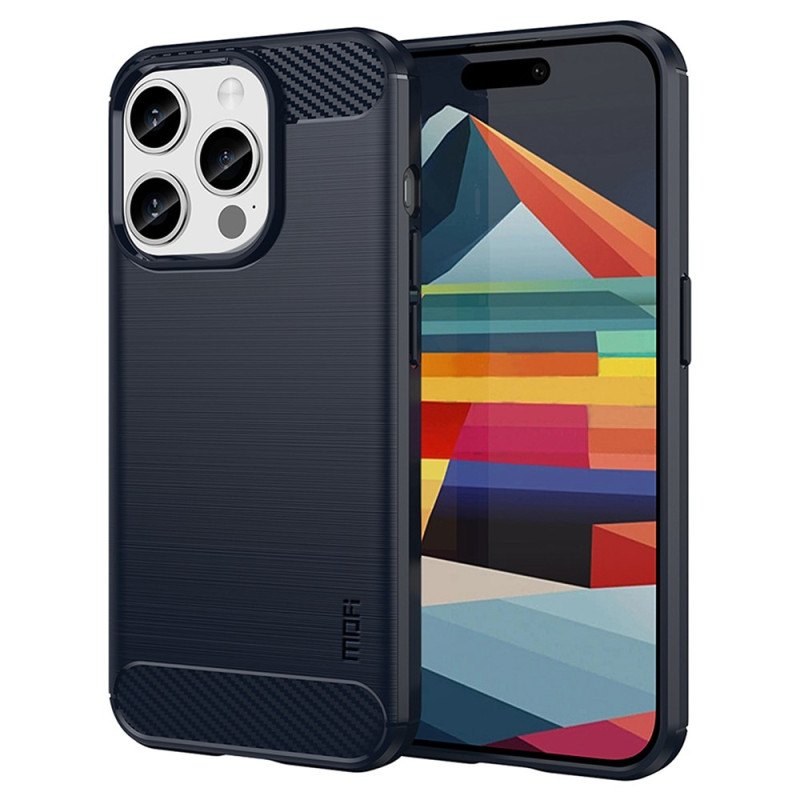 Capa para iPhone 15 Pro em fibra de carbono escovada MOFI