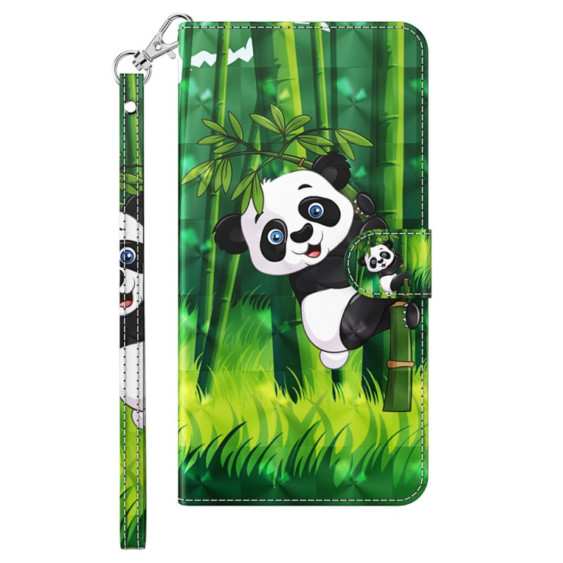 Capa iPhone 15 Pro Panda Bamboo 3D com correia