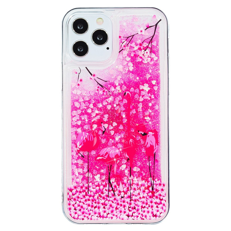 Capa iPhone 15 Pro Glitter Rosa Flamingos