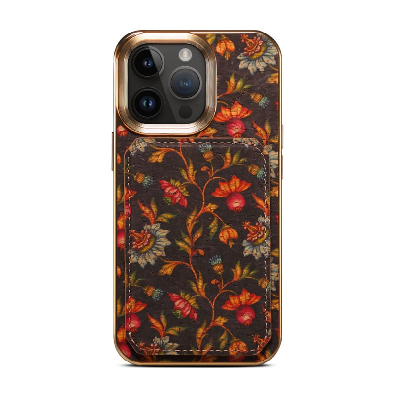 Coque iPhone 15 Pro Max Porte-Cartes Support Fleurs Vintage