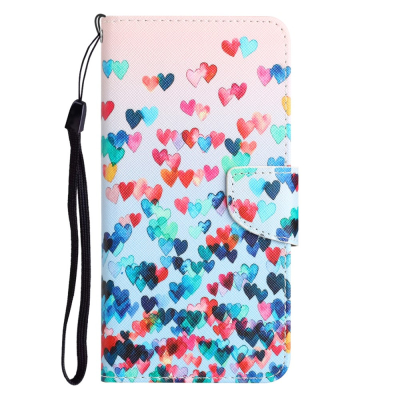 Capa Rain of Hearts Lanyard para iPhone 15