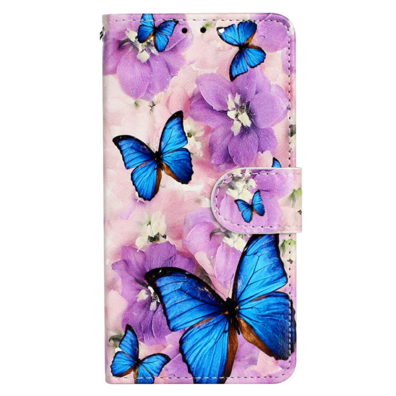 Capa para iPhone 15 Little Blue Butterflies com alça