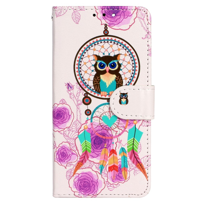 Capa para iPhone 15 Dreamcatcher Owl com cordão de pescoço