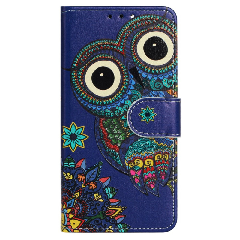 Capa para iPhone 15 Plus Tribal Owl com cordão de pescoço