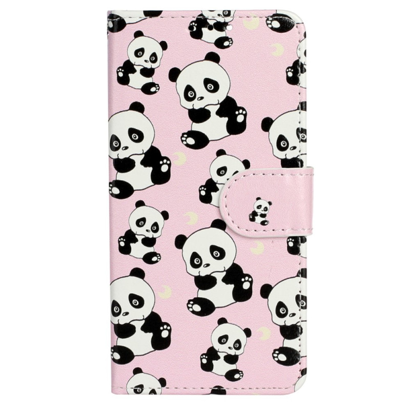 Capa para iPhone 15 Plus Pandas pequenos com correia