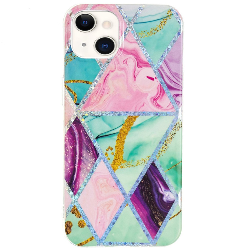 Capa para iPhone 15 Plus em mármore geométrico vistoso