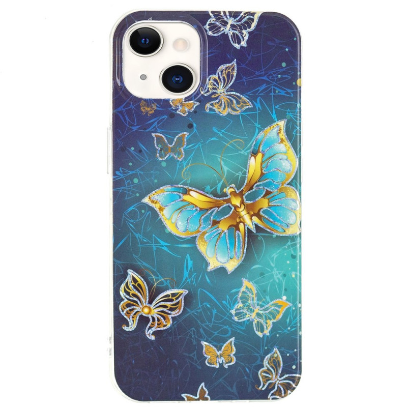 Capa Butterfly dourada para iPhone 15 Plus