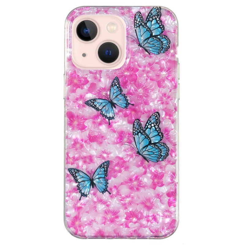 Capa para iPhone 15 Plus Flores e borboletas