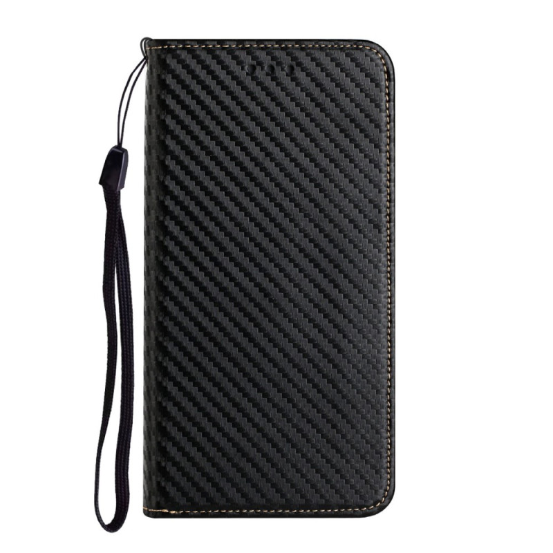 Capa Flip Cover para iPhone 15 Plus Cordão
 de fibra de carbono